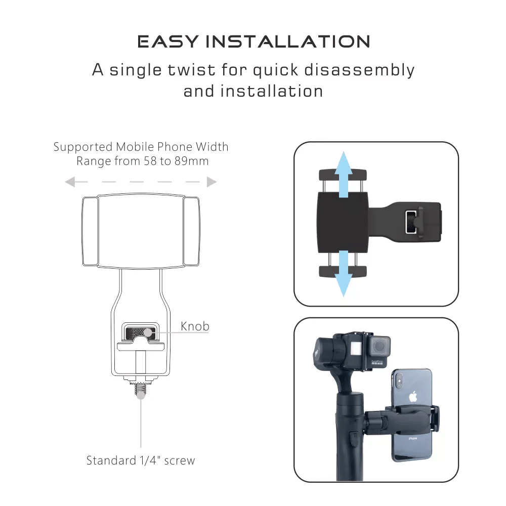 Smartphone Holder for Pro 4/3/Mobile+/MT2 Gimbals - Image 4